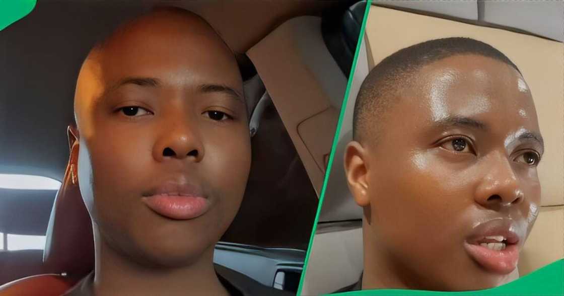 A man promoted a mask for clear and glowing skin in a TikTok video aimed at South Africa. A man promoted a mask for clear and glowing skin in a TikTok video aimed at South Africa.