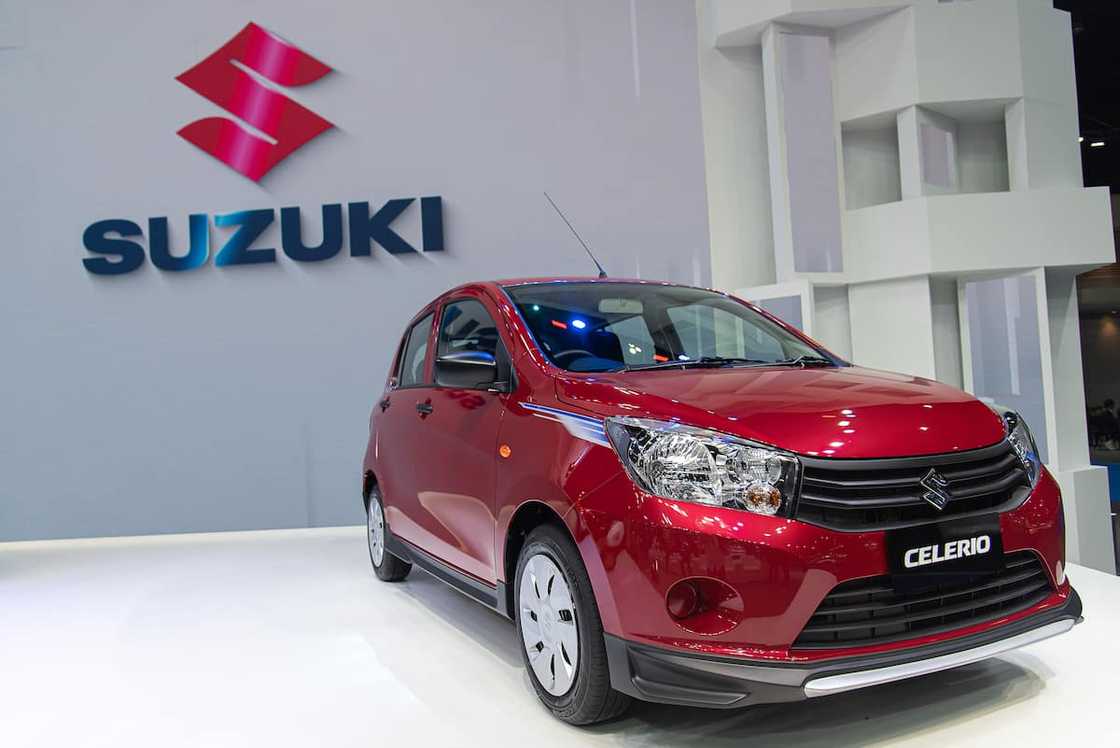 A red Suzuki Celerio