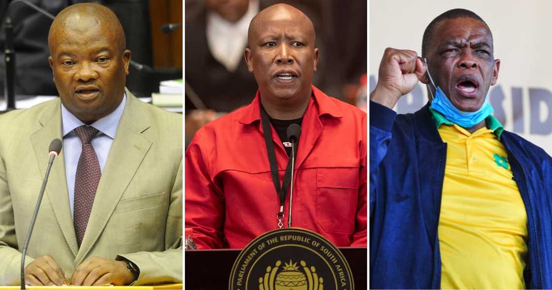 Bantu Holomisa, Julius Malema and Ace Magashule, former ANC members Bantu Holomisa, Julius Malema and Ace Magashule, former ANC members