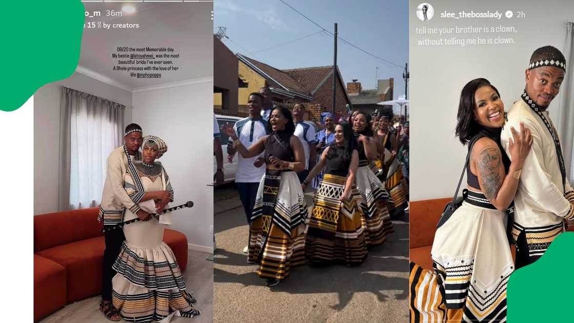 Nomzamo Mbatha and Slee Ndlovu congratulate Mpho Popps for getting married