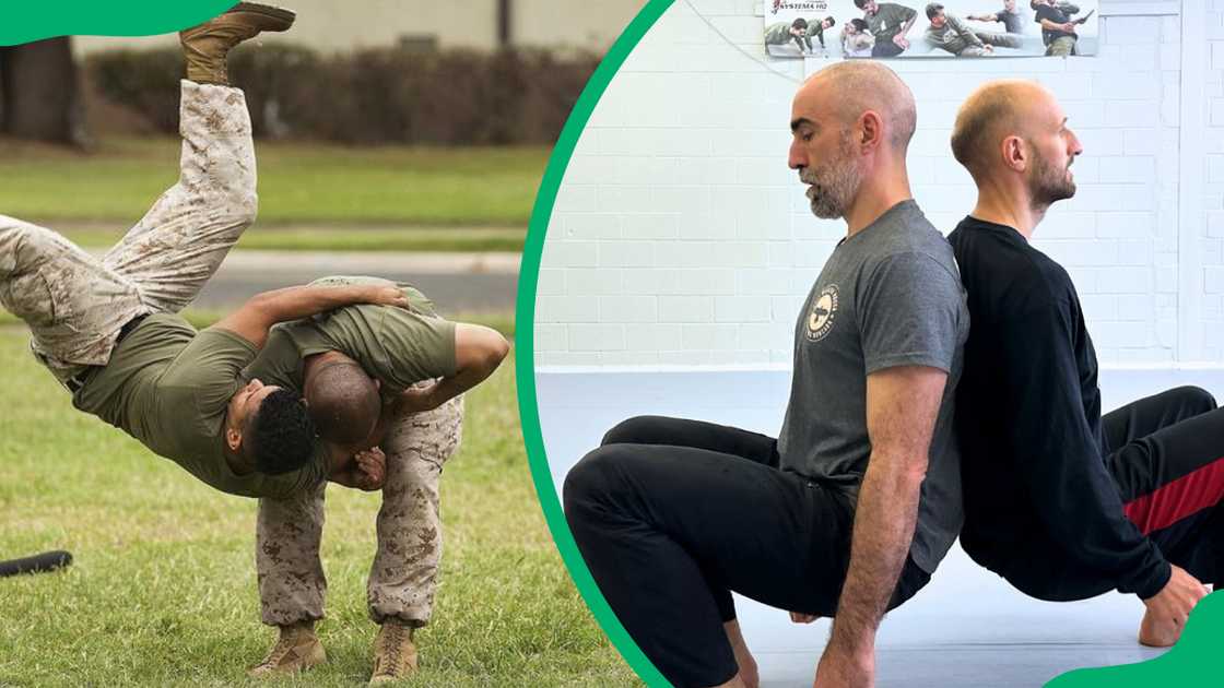 Men practicing martial arts