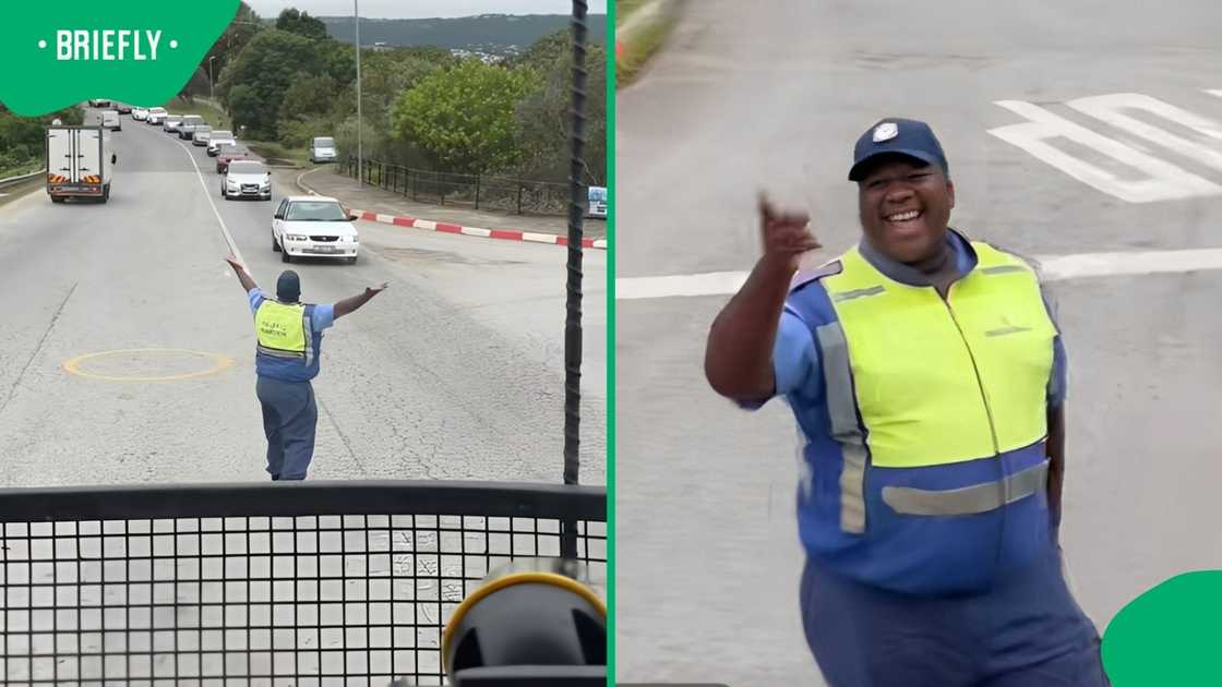 A happy traffic officer in Knysna. A happy traffic officer in Knysna.