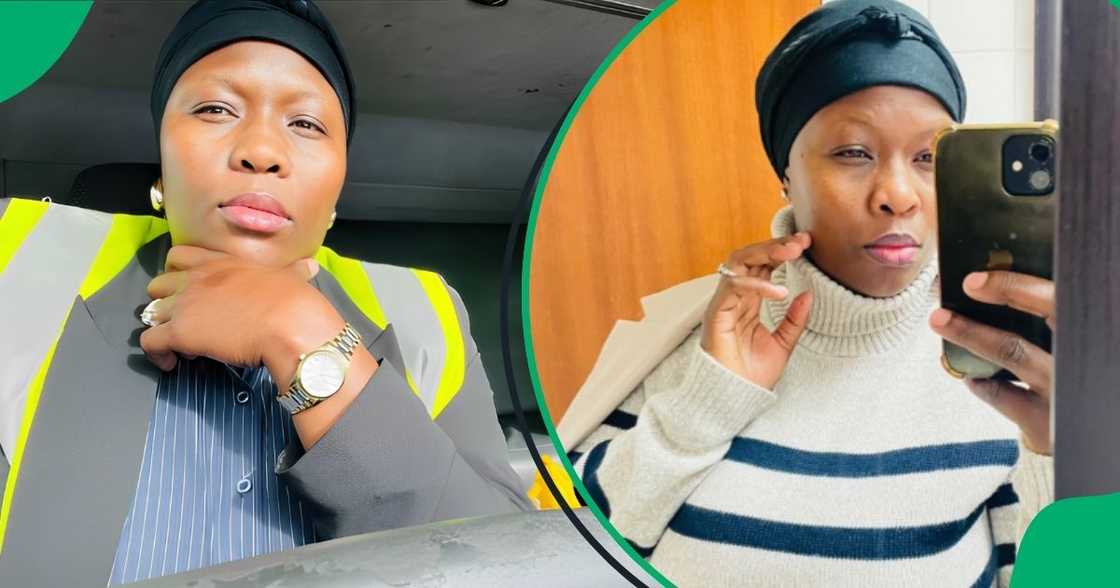 A wife flexed working in the truck industry with her makoti attire. A wife flexed working in the truck industry with her makoti attire.