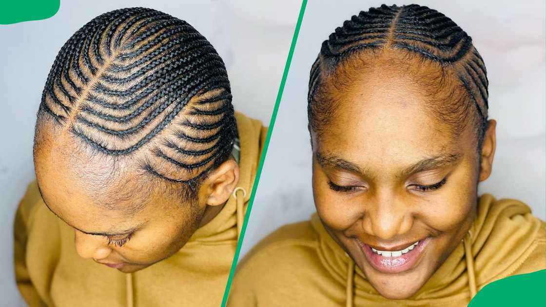 A lady with well-kept cornrows A lady with well-kept cornrows