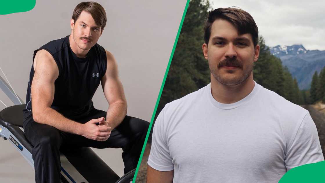 Dakota Alan Norris at the gym and posing for a photo while standing outside.