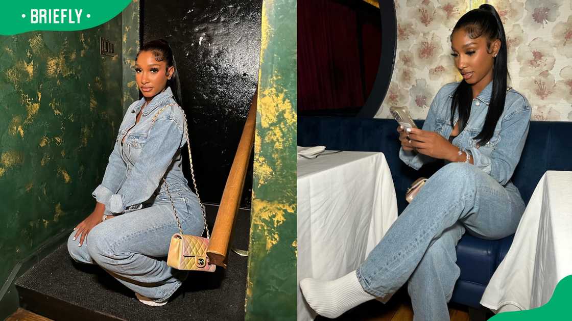 Bernice Burgos posing for a photo and scrolling through her phone Bernice Burgos posing for a photo and scrolling through her phone