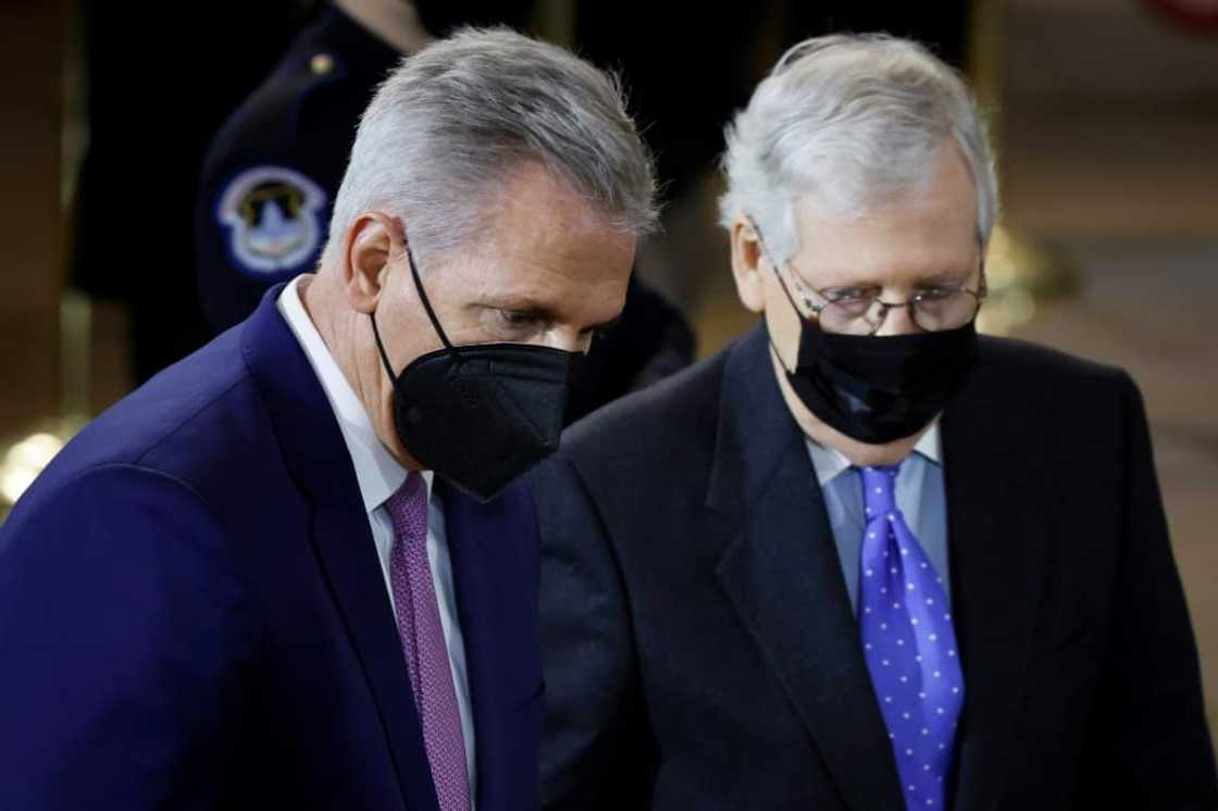 House Republican Leader Kevin McCarthy (left) Senate Republican Leader Mitch McConnell, seen together in January 2022, have set different tones on assisting Ukraine House Republican Leader Kevin McCarthy (left) Senate Republican Leader Mitch McConnell, seen together in January 2022, have set different tones on assisting Ukraine