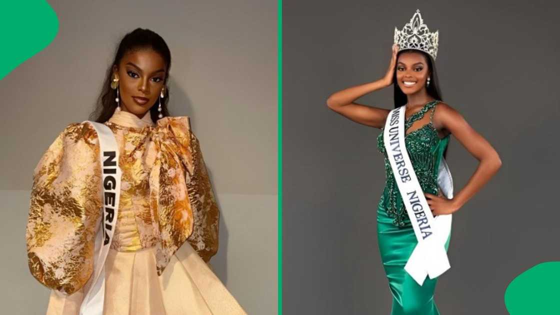Miss Universe Nigeria Chidimma Adetshina wearing her sash and crown. Miss Universe Nigeria Chidimma Adetshina wearing her sash and crown.