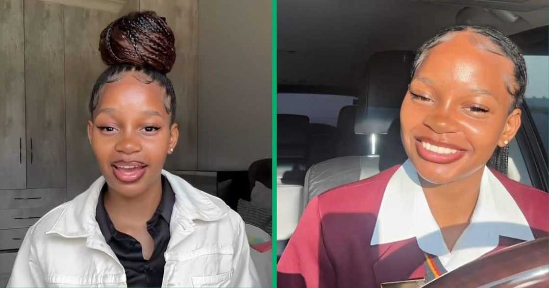 Schoolgirl happy to driver herself to school Schoolgirl happy to driver herself to school