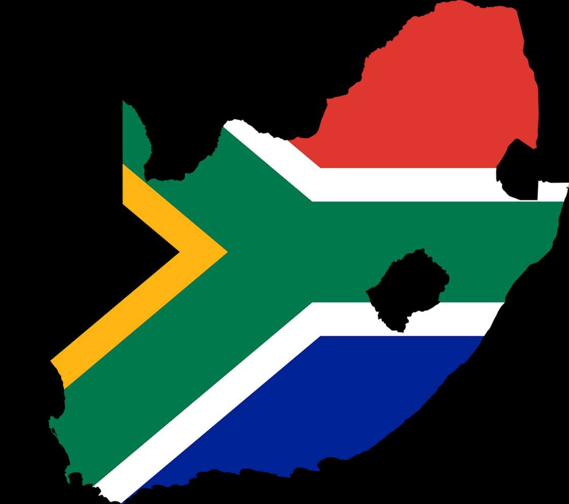 A map and colours of the South African flag