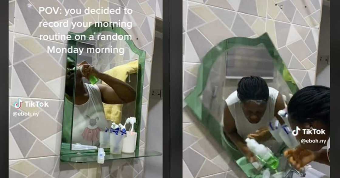 Mirror falls in woman's bathroom Mirror falls in woman's bathroom
