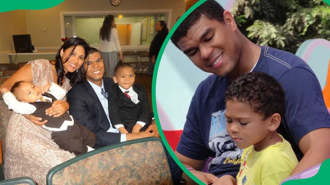 Steven Michael Pryor with his wife and two kids (L). Steven with his son Roman at Sea World (R) Steven Michael Pryor with his wife and two kids (L). Steven with his son Roman at Sea World (R)