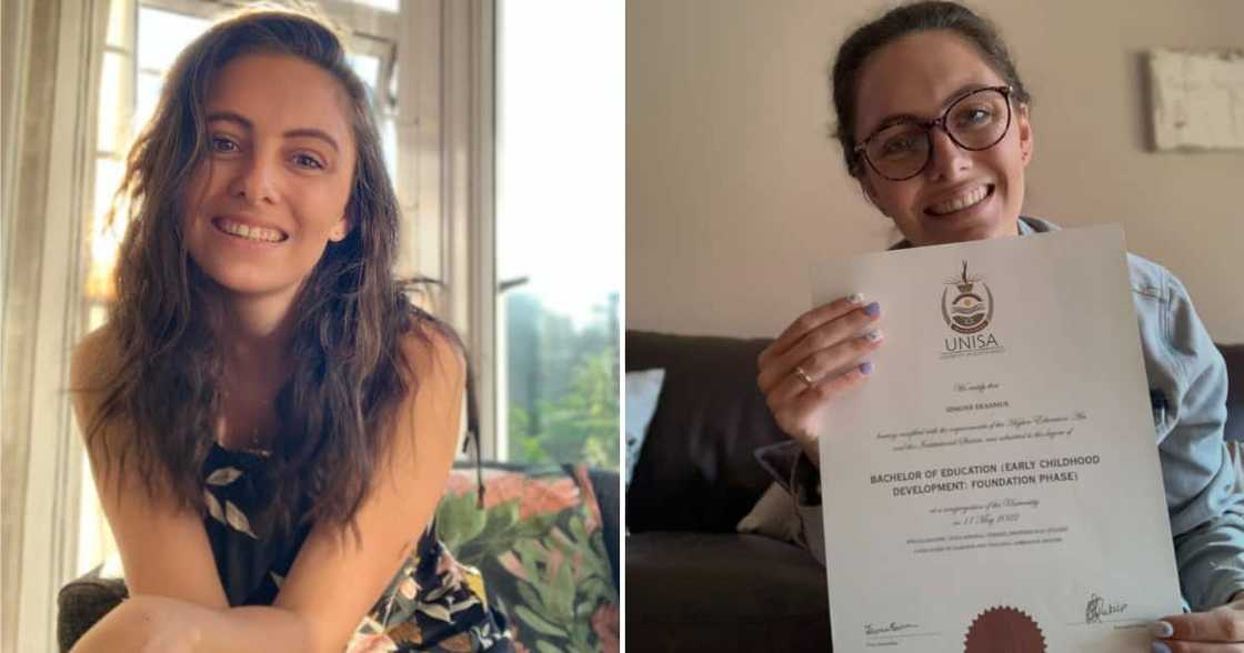 A lady from Durban is excited about obtaining her degree from Unisa in education A lady from Durban is excited about obtaining her degree from Unisa in education