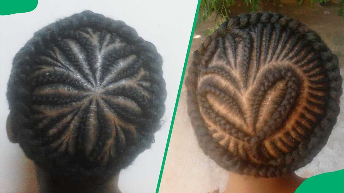 A lady wearing circular cornrows beautifully styled for any occasion. A lady wearing circular cornrows beautifully styled for any occasion.