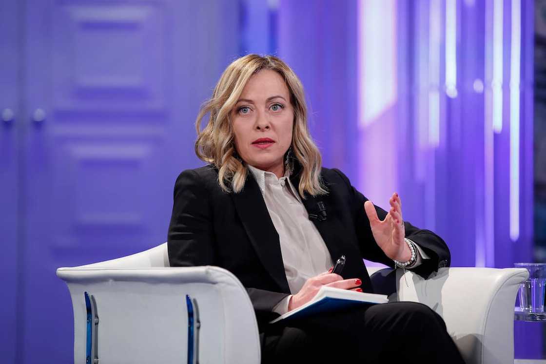 Giorgia Meloni guest on the TV program Porta a Porta Giorgia Meloni guest on the TV program Porta a Porta