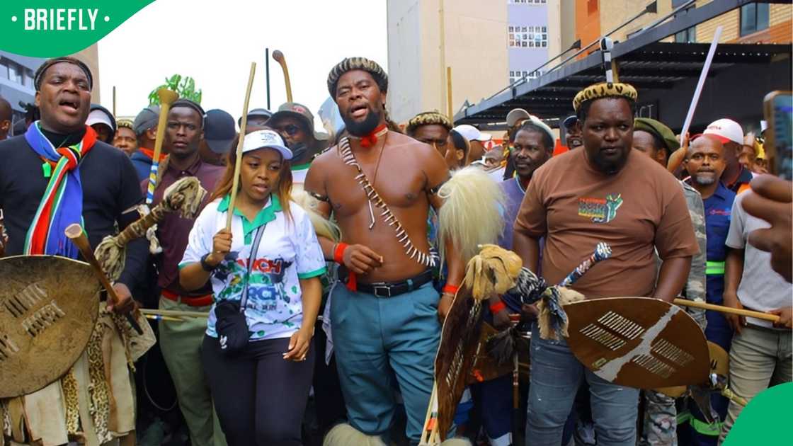 Nkosikhona Ndabandaba was seen restoring order during an anti-illegal immigration march Nkosikhona Ndabandaba was seen restoring order during an anti-illegal immigration march