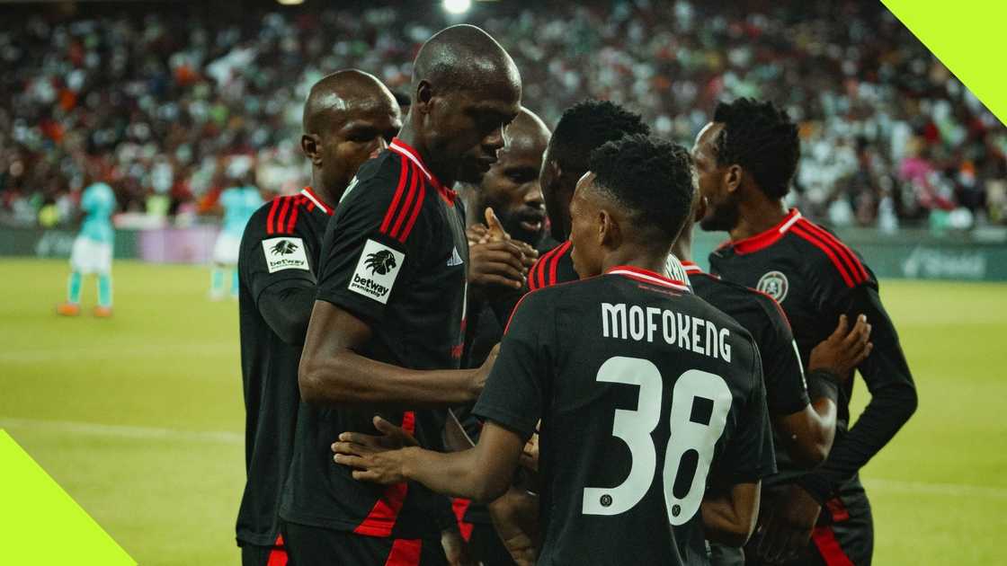 Orlando Pirates celebrate a 1-0 victory over Richards Bay FC