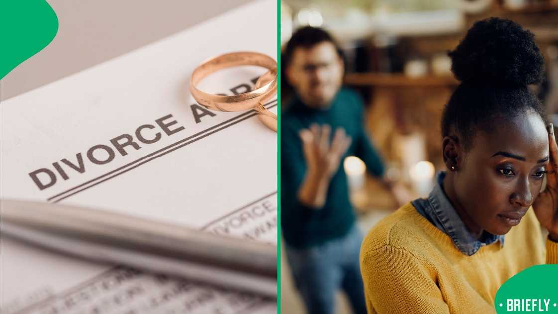 The image on the right showed an unhappy couple