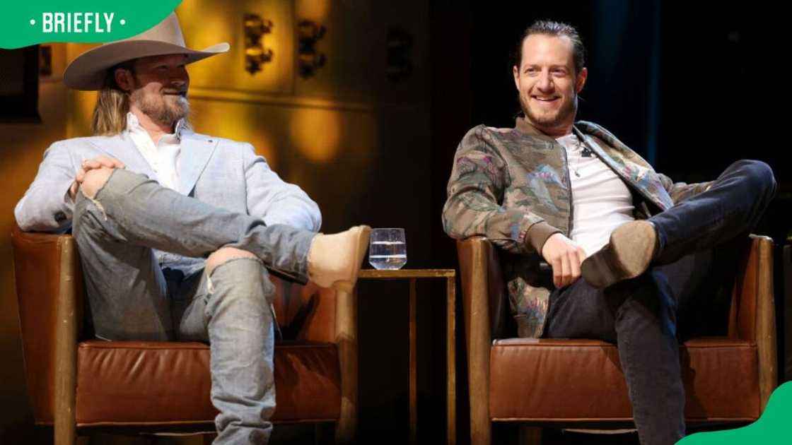 Brian Kelley and Tyler Hubbard (L-R) during a 2022 interview for Florida Georgia Line: Mix It Up Strong Exhibit opening day Brian Kelley and Tyler Hubbard (L-R) during a 2022 interview for Florida Georgia Line: Mix It Up Strong Exhibit opening day