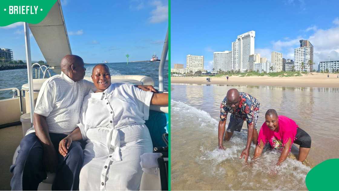 An elderly couple enjoyed their time in Durban. An elderly couple enjoyed their time in Durban.