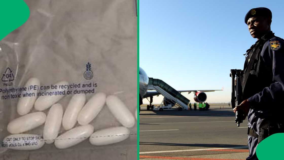 Police officers arrested two people at OR Tambo International Airport. Police officers arrested two people at OR Tambo International Airport.