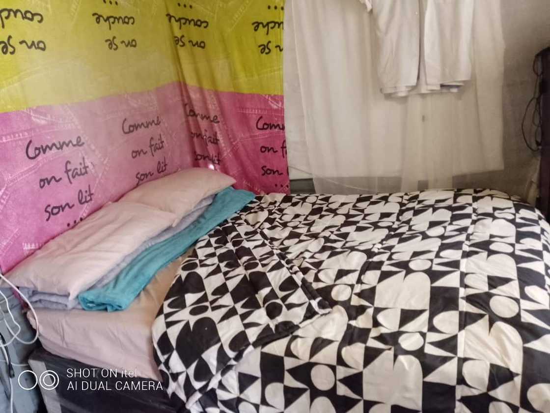 Young lady showcases bedroom Young lady showcases bedroom