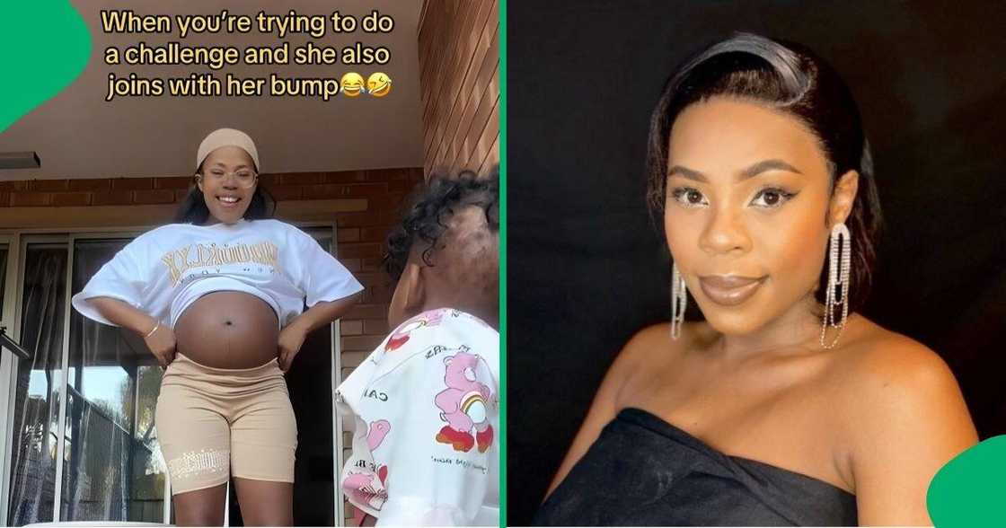 Little girl mimics pregnant mother to dance with her. Little girl mimics pregnant mother to dance with her.