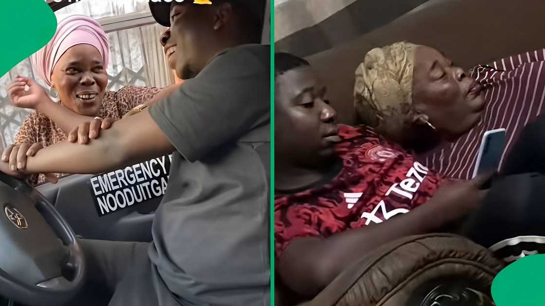 A TikTok video shows a son and mother interacting, sparking feelings online. A TikTok video shows a son and mother interacting, sparking feelings online.