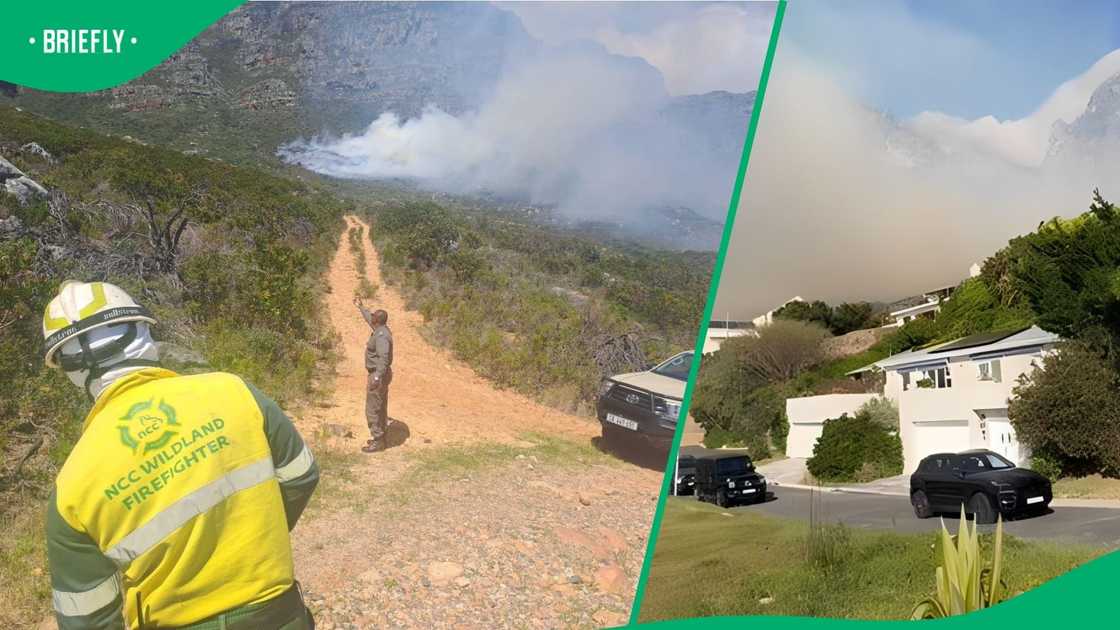 Firefighters worked to contain a fire nearing homes in Camps Bay.