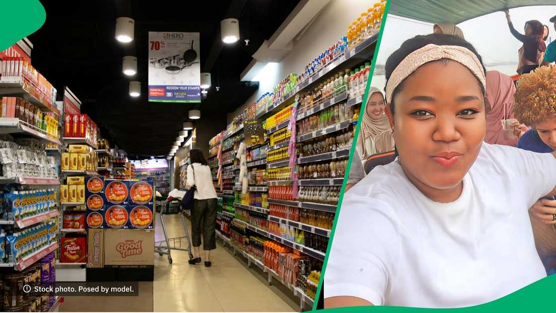 Woman in Indonesia buy groceries and converts them into rands Woman in Indonesia buy groceries and converts them into rands