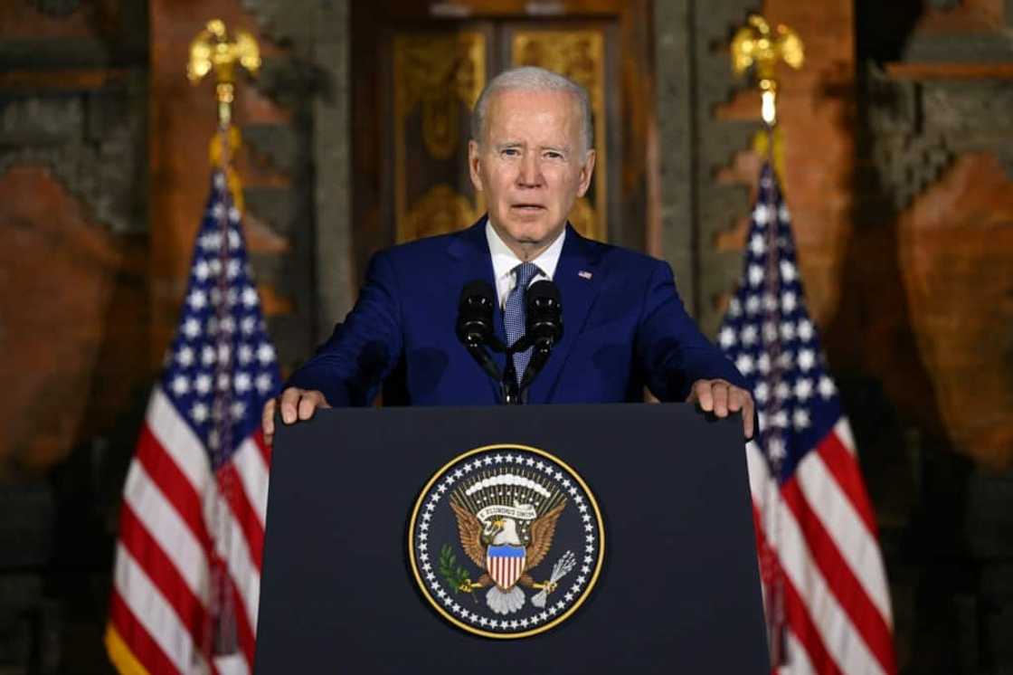 US President Joe Biden holds a press conference on the sidelines of the G20 summit in Nusa Dua on the Indonesian resort island of Bali, November 14, 2022 US President Joe Biden holds a press conference on the sidelines of the G20 summit in Nusa Dua on the Indonesian resort island of Bali, November 14, 2022