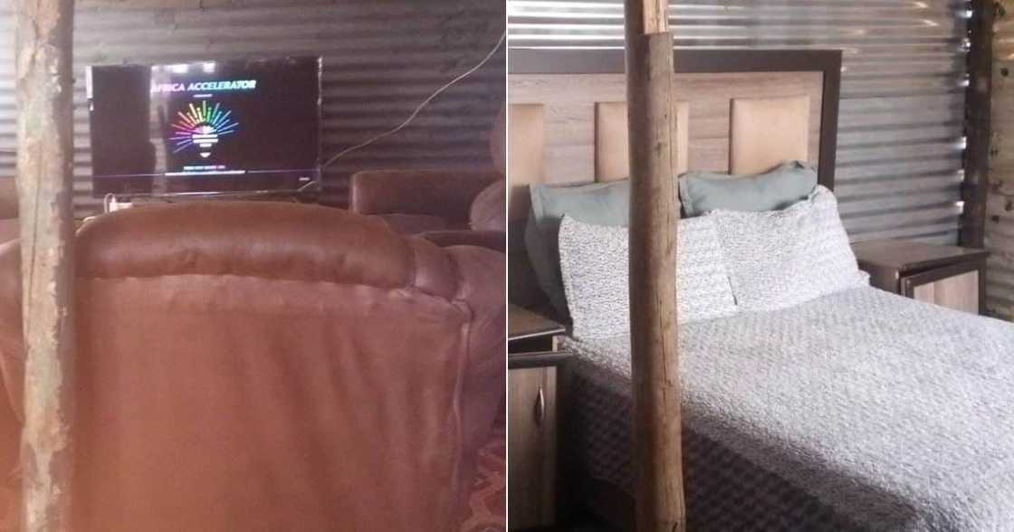 Woman shows shack Woman shows shack