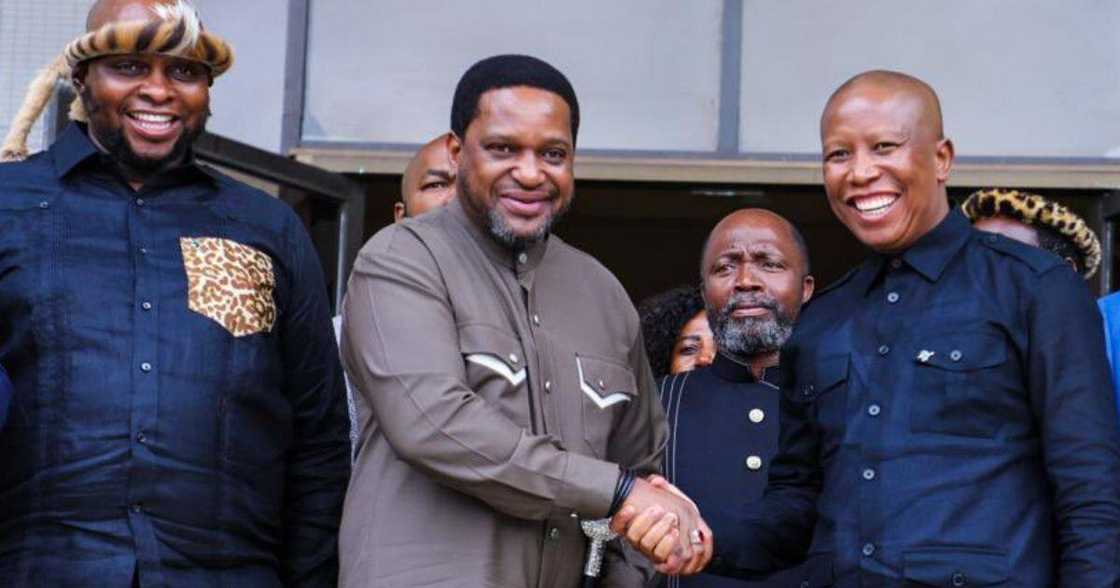 Floyd Shivambu, King Misuzulu kaZwelithini and Julius Malema Floyd Shivambu, King Misuzulu kaZwelithini and Julius Malema