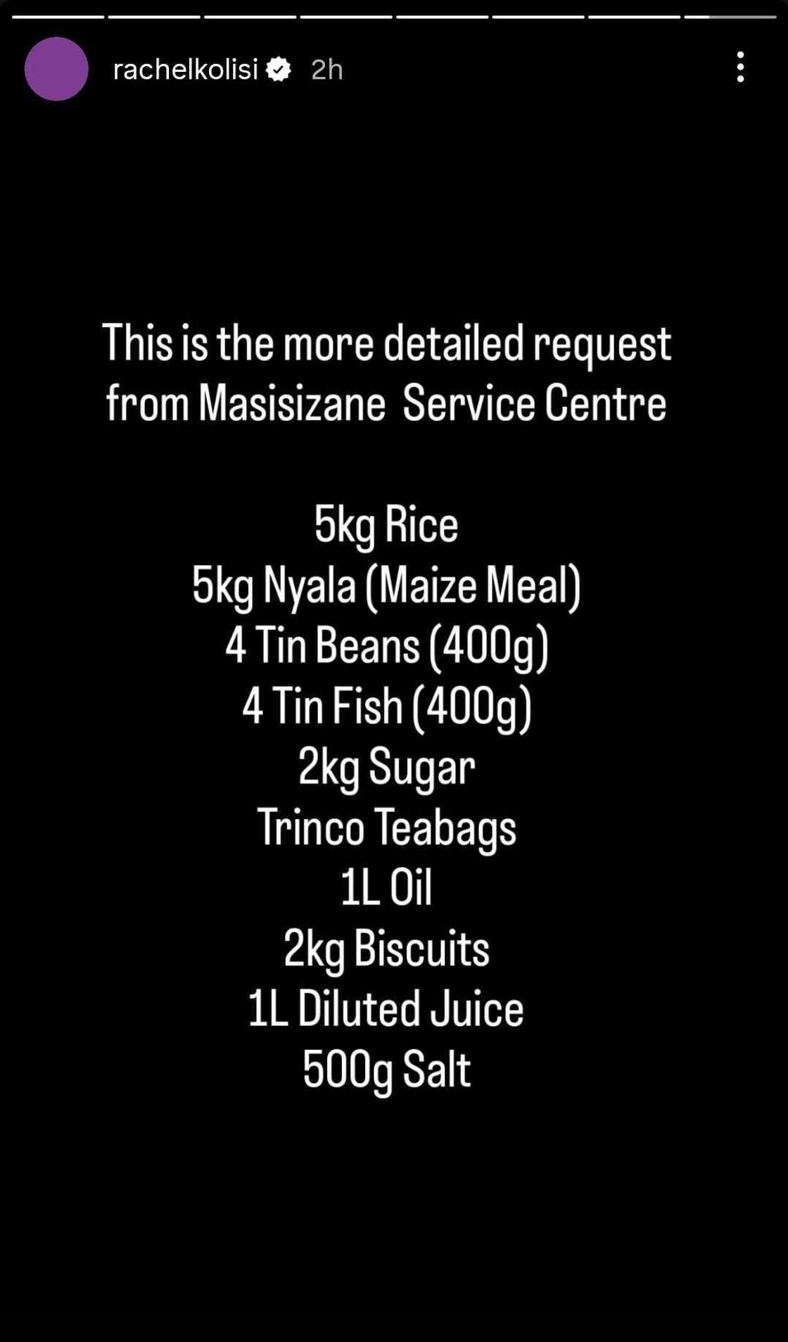 Rachel Kolisi asks for donations Rachel Kolisi asks for donations