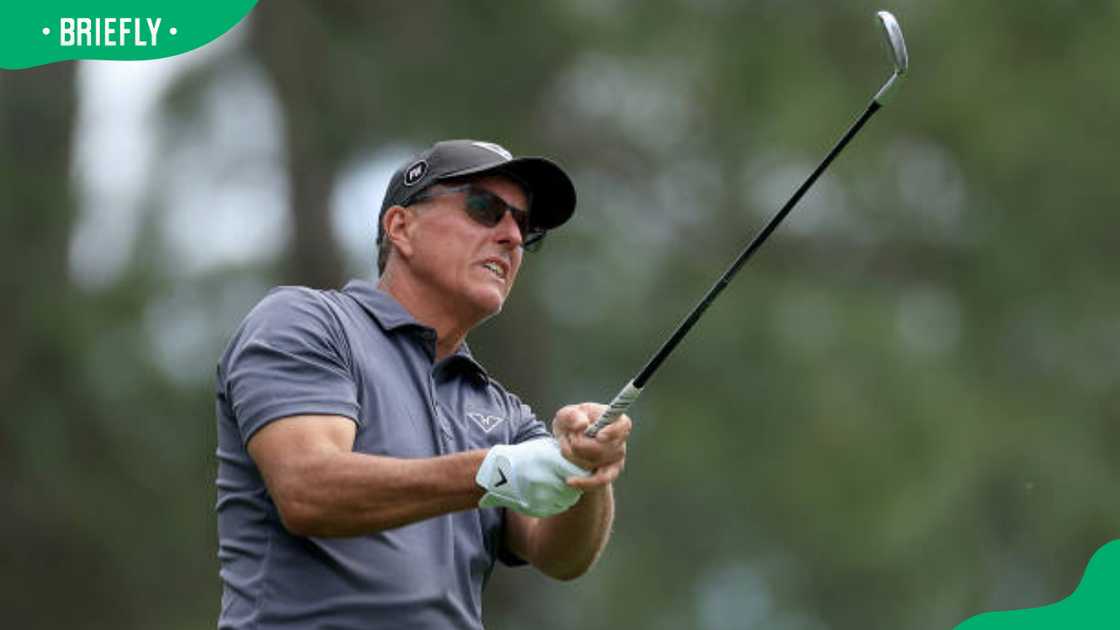 Phil Mickelson playing his tee shot