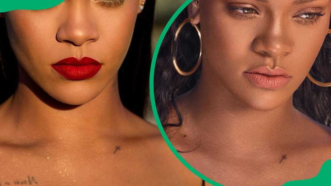 Rihanna's cross body art Rihanna's cross body art