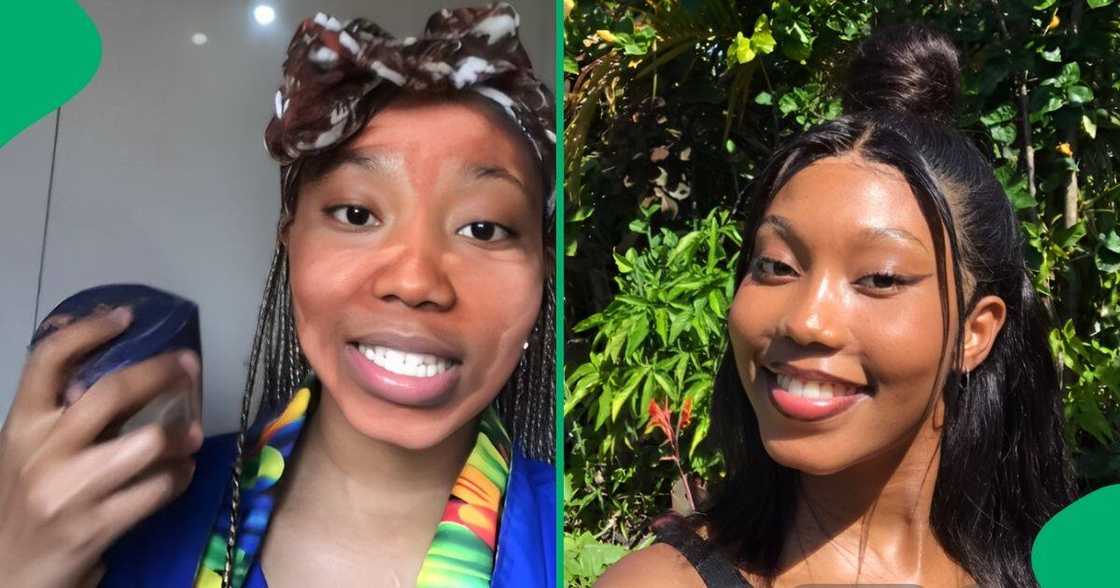 A woman attempted to film a skincare routine using ibovu (red soil) A woman attempted to film a skincare routine using ibovu (red soil)