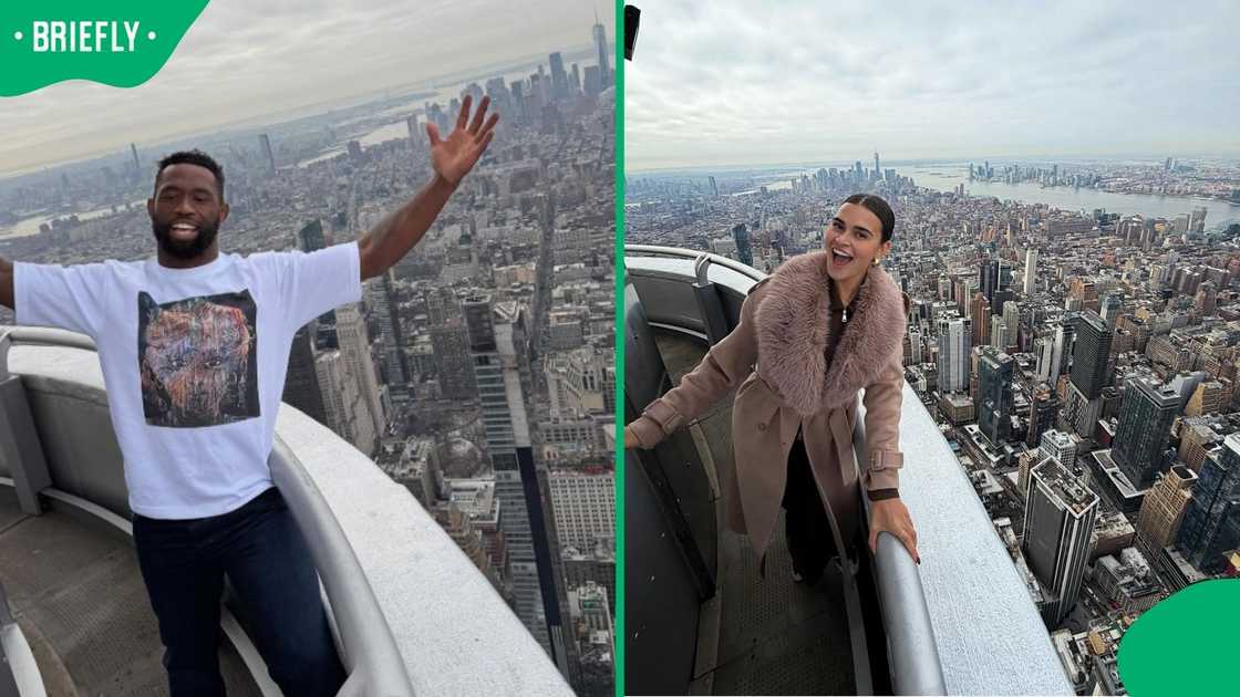 Siya Kolisi and Rachel John at the Empire State Building. Siya Kolisi and Rachel John at the Empire State Building.