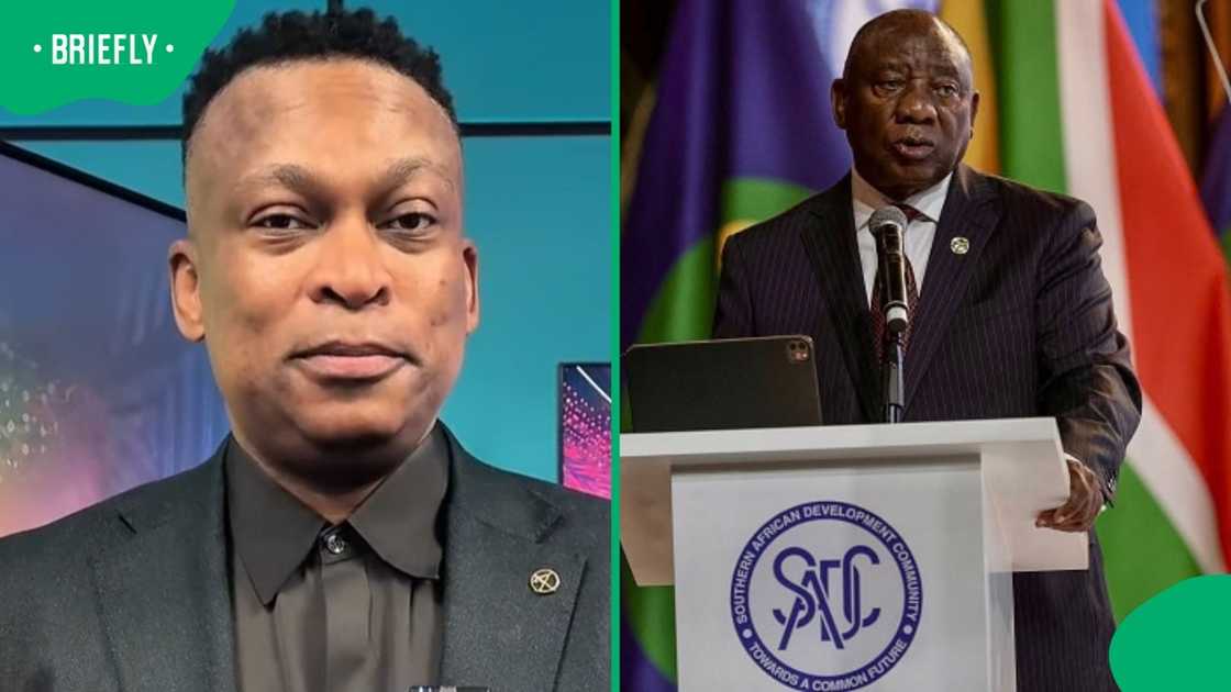 Robert Marawa, Cyril Ramaphosa, South Africa Robert Marawa, Cyril Ramaphosa, South Africa