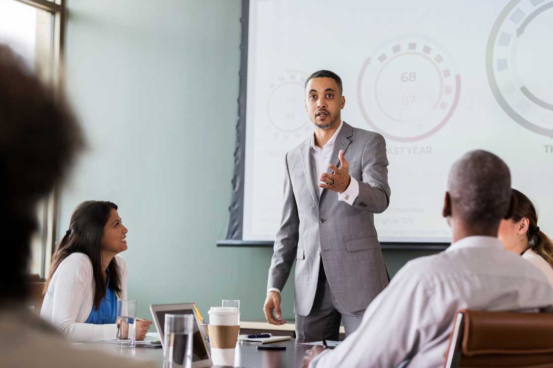 A serious man in board meeting A serious man in board meeting