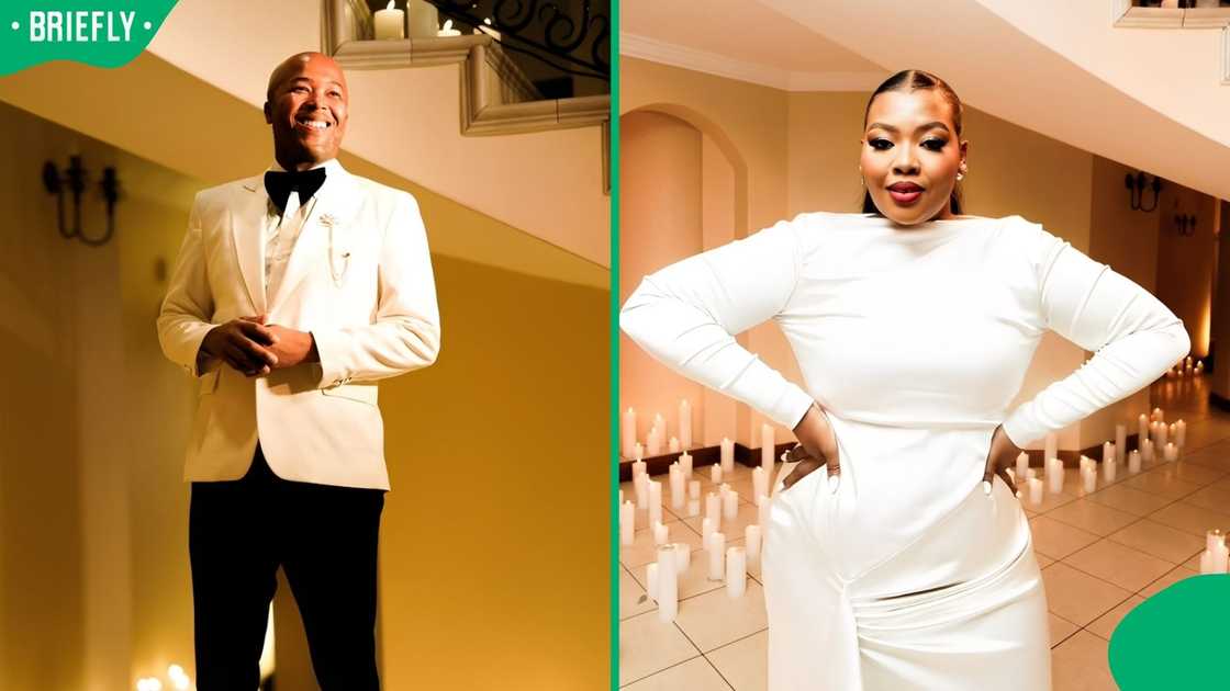 Anele Mdoda and her husband, Buzza James.