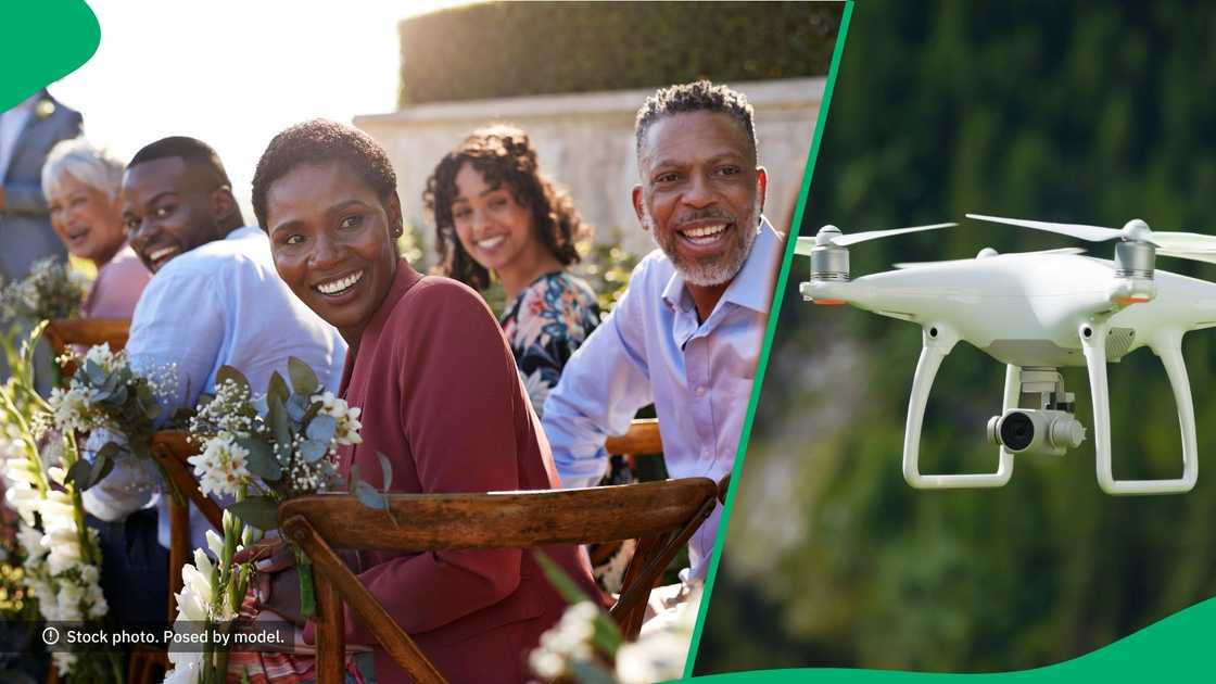 A Pedi couple used a drone to bring wedding rings A Pedi couple used a drone to bring wedding rings