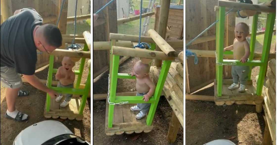 An eager dad helped his little boy after he gave an unforgettable reaction to an elevator. An eager dad helped his little boy after he gave an unforgettable reaction to an elevator.