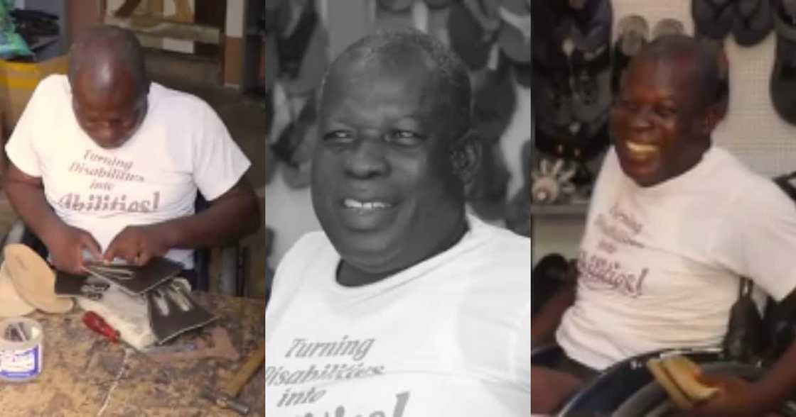 Joseph Mensah: Meet the Ghanaian physically challenged shoemaker who runs his own business Joseph Mensah: Meet the Ghanaian physically challenged shoemaker who runs his own business