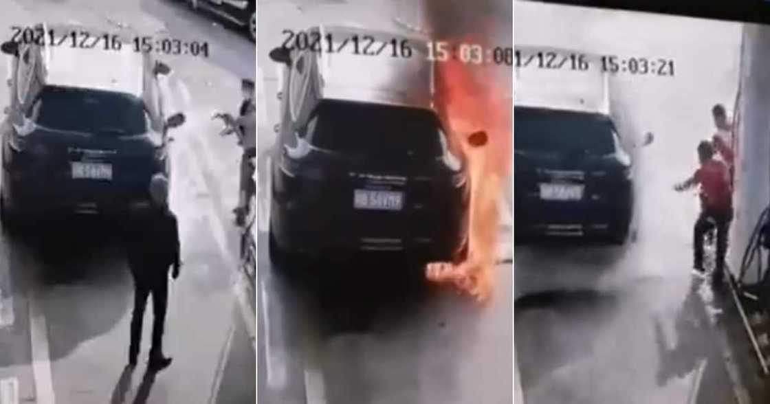 Video, Car, Alight, Broad daylight, Filling station, Social media, CCTV, Garage, Man, Vehicle, Petrol, Fuel, Petroleum Video, Car, Alight, Broad daylight, Filling station, Social media, CCTV, Garage, Man, Vehicle, Petrol, Fuel, Petroleum