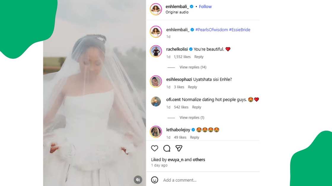 Rachel Kolisi praises Enhle Mbali's wedding dress Rachel Kolisi praises Enhle Mbali's wedding dress