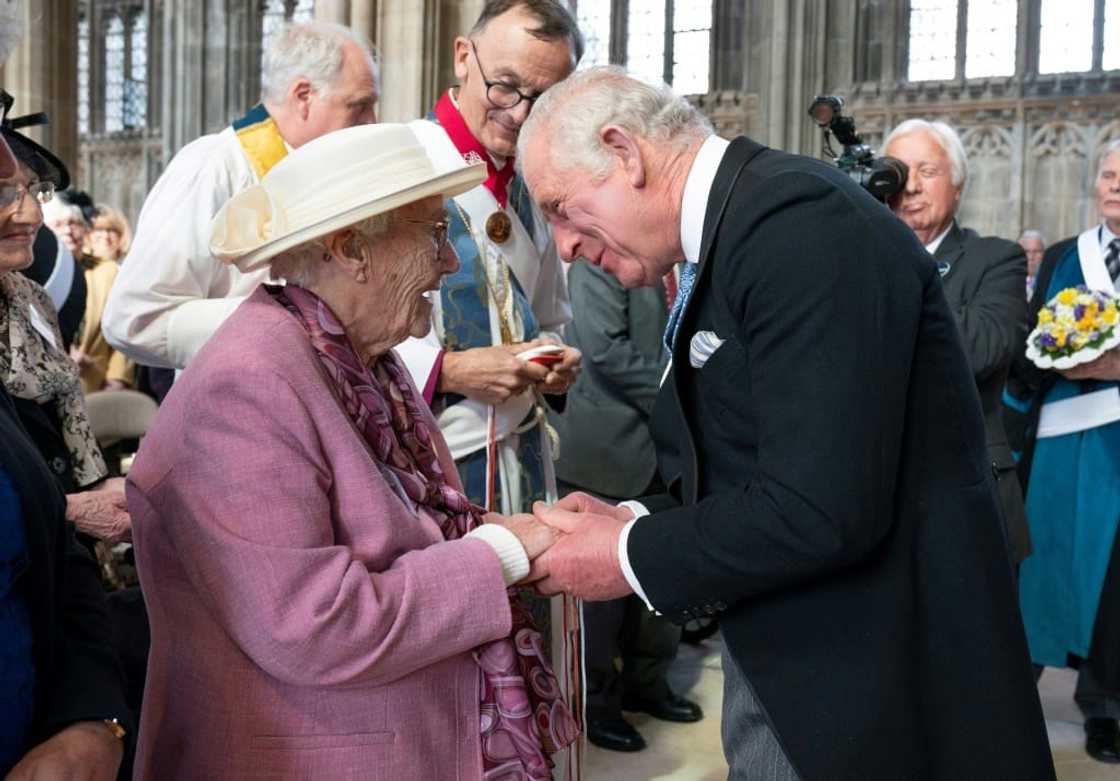 Charles distributed Maundy money during the Royal Maundy Service at St George's Chapel in Windsor, west of London, in April Charles distributed Maundy money during the Royal Maundy Service at St George's Chapel in Windsor, west of London, in April