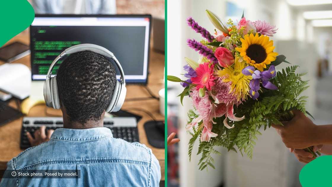 A computer science student made flowers on his electronic device.