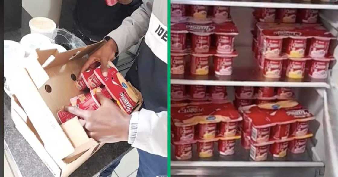 Fridge full of yoghurt Fridge full of yoghurt