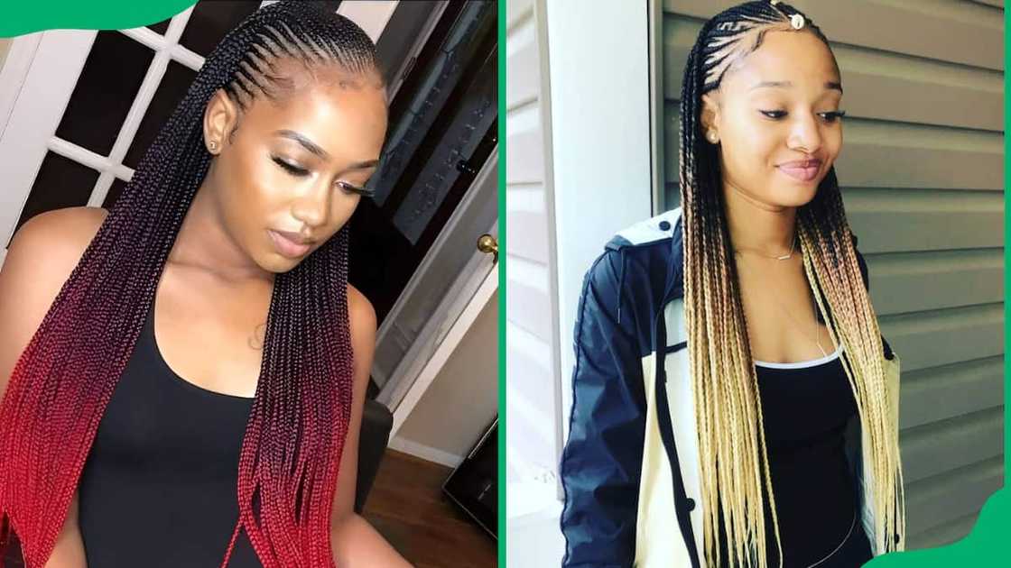 Fulani braids with ombre extensions Fulani braids with ombre extensions